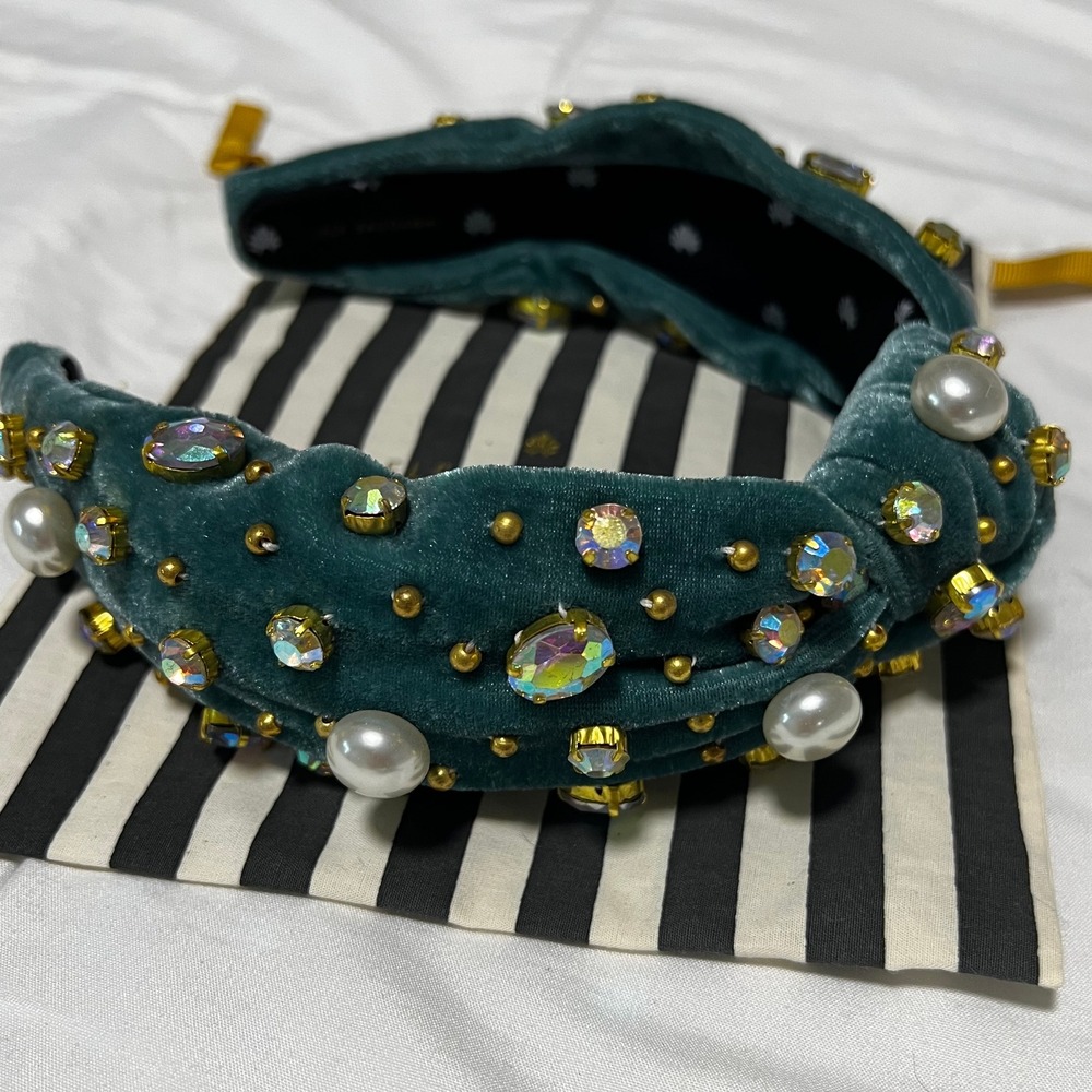 Lele Sadoughi Velvet Headband with Pearls and Crystals - Fashion Hair Accessory - Picture 1 of 7